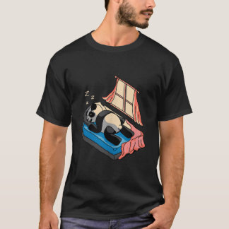 Panda schläft in einem Bett im Schlafzimmer mit de T-Shirt