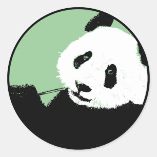 panda. seagreen Kreis. Runder Aufkleber