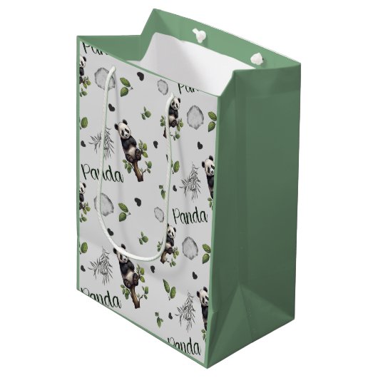 Panda Seamless Pattern Baby Blanket Mittlere Geschenktüte (Vorderseite Schrägansicht)