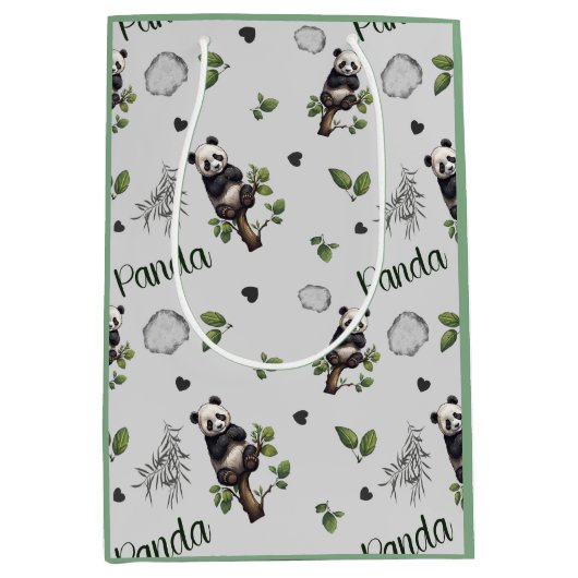 Panda Seamless Pattern Baby Blanket Mittlere Geschenktüte (Vorderseite)