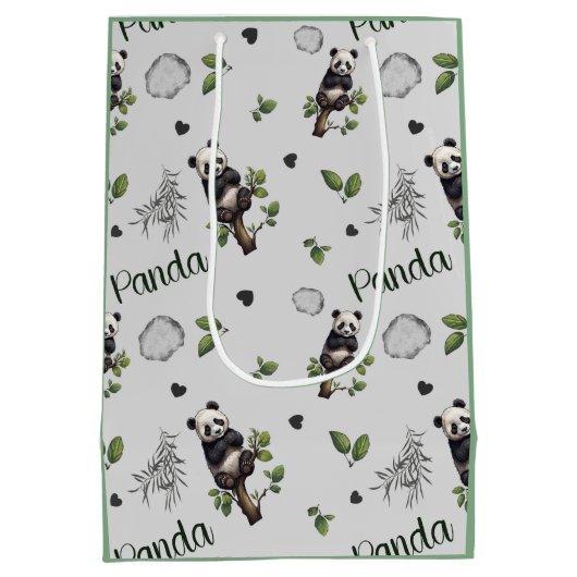 Panda Seamless Pattern Baby Blanket Mittlere Geschenktüte (Rückseite)