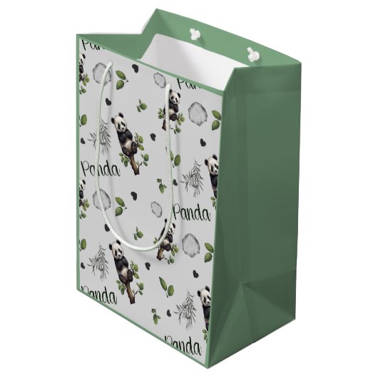 Panda Seamless Pattern Baby Blanket Mittlere Geschenktüte (Rückseite Schrägansicht)