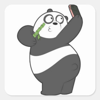Panda Selfie Quadratischer Aufkleber