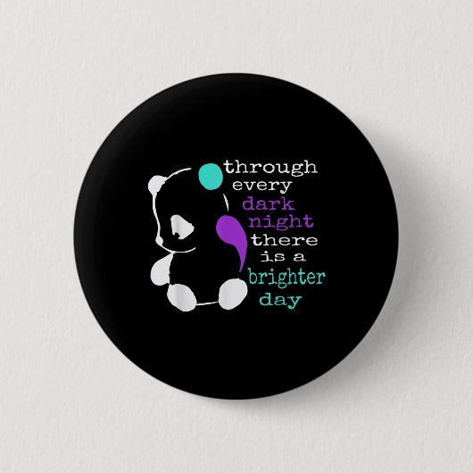 Panda Semicolon Gift Suicide Prevention Awareness Button (Vorderseite)