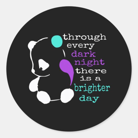 Panda Semicolon Gift Suicide Prevention Awareness Runder Aufkleber (Vorderseite)