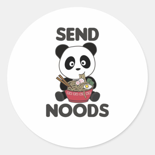 Panda Send Noods Ramen Niedlich Kawaii Noodle Runder Aufkleber (Vorderseite)