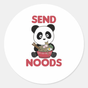 Panda Send Noods Ramen Niedlich Kawaii Noodles Pan Runder Aufkleber