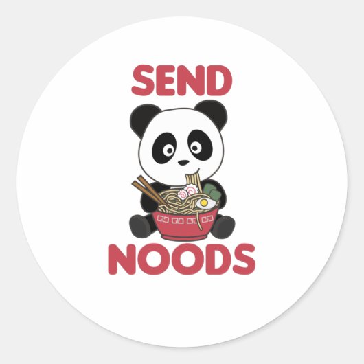 Panda Send Noods Ramen Niedlich Kawaii Noodles Pan Runder Aufkleber (Vorderseite)
