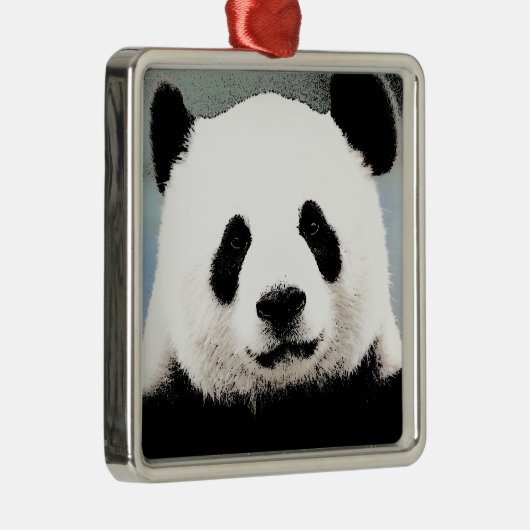 Panda Silbernes Ornament (Rechts)