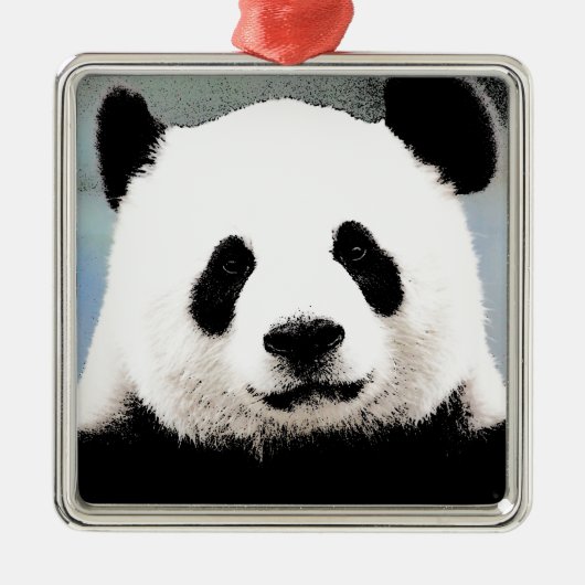 Panda Silbernes Ornament (Vorne)