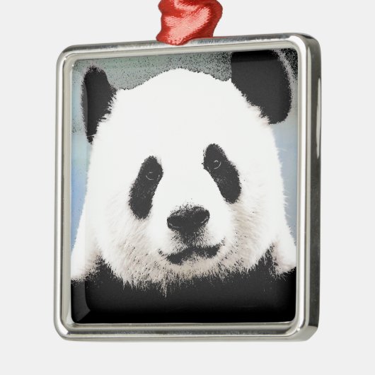 Panda Silbernes Ornament (Links)