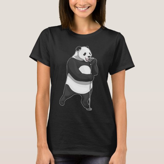 Panda Singer Microphone Music T-Shirt (Vorderseite)