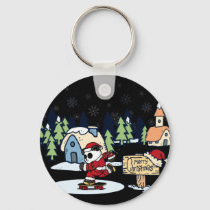 Panda Skateboarder Weihnachtsdesign Schlüsselanhänger