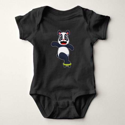 Panda Skater Skateboard Baby Strampler (Vorderseite)