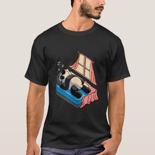 Panda Sleeg In A Bed In Bedroom Face Down T-Shirt (Vorderseite)