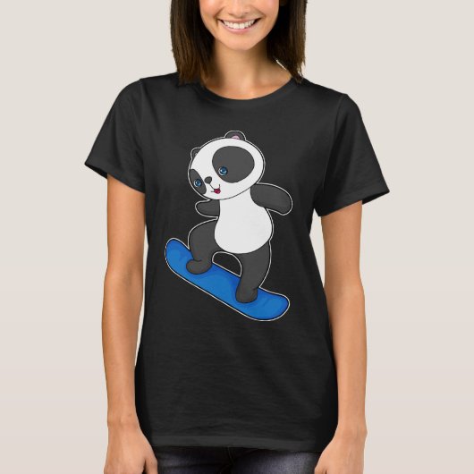 Panda Snowboard Wintersport T-Shirt (Vorderseite)