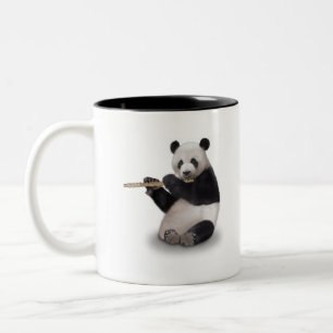 Panda spielt den Flute-T - Shirt Zweifarbige Tasse