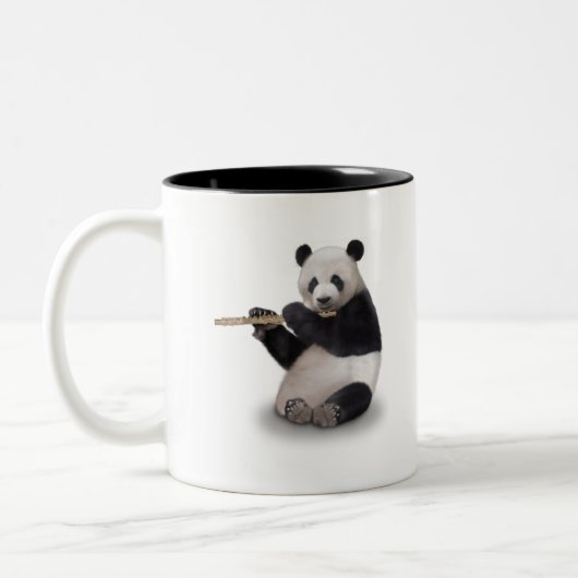 Panda spielt den Flute-T - Shirt Zweifarbige Tasse (Links)