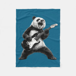 Panda spielt Gitarre Rockstar Rock and Roll Männer Fleecedecke