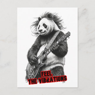 Panda spielt Gitarre, sagt: Fühle die Vibrationen  Feiertagspostkarte