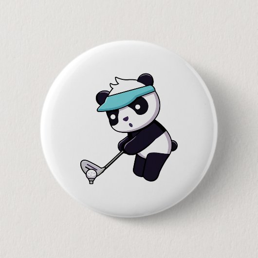 Panda spielt Golf Lustiges Tier Golfer Panda Bär Button (Vorderseite)
