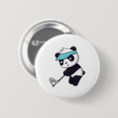 Panda spielt Golf Lustiges Tier Golfer Panda Bär Button (Vorne & Hinten)