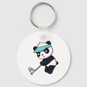 Panda spielt Golf Lustiges Tier Golfer Panda Bär Schlüsselanhänger