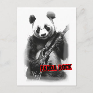 Panda spielt Rock auf einem Feiertagspostkarte