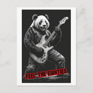 Panda spielt Rock, sagt: Feel the Eighty's on a Feiertagspostkarte