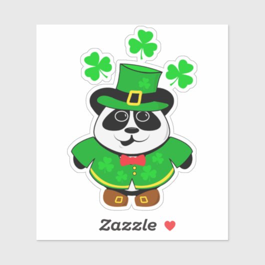 Panda St Patricks Day Süße Tier Aufkleber (Blatt)