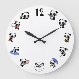 Panda-Stempeluhr Große Wanduhr