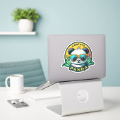 Panda Stickers verbreiten Lächeln überall Aufkleber (Laptop auf Schreibtisch)