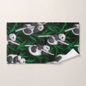 Panda-Sträucher auf dunkelgrüner Ebene Badhandtuch Set (Handtuch)