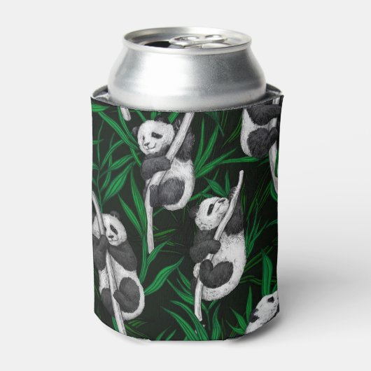 Panda-Sträucher auf dunkelgrüner Ebene Dosenkühler (Kanne Vorderseite)