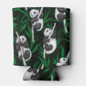 Panda-Sträucher auf dunkelgrüner Ebene Dosenkühler (Rückseite)