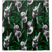 Panda-Sträucher auf dunkelgrüner Ebene Duschvorhang (Vorderseite)