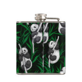 Panda-Sträucher auf dunkelgrüner Ebene Flachmann (Rückseite)