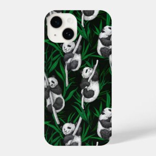 Panda-Sträucher auf dunkelgrüner Ebene iPhone 14 Hülle