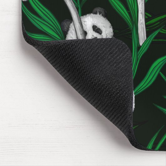 Panda-Sträucher auf dunkelgrüner Ebene Mousepad (Ecke)