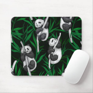 Panda-Sträucher auf dunkelgrüner Ebene Mousepad