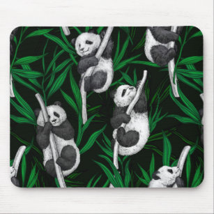Panda-Sträucher auf dunkelgrüner Ebene Mousepad