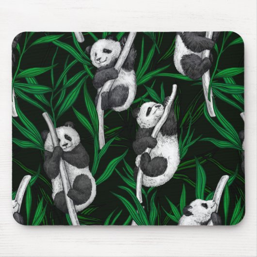 Panda-Sträucher auf dunkelgrüner Ebene Mousepad (Vorne)