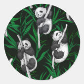 Panda-Sträucher auf dunkelgrüner Ebene Runder Aufkleber (Vorderseite)