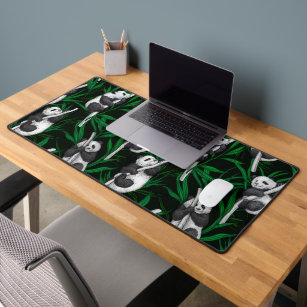 Panda-Sträucher auf dunkelgrüner Ebene Schreibtischunterlage