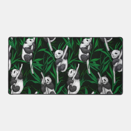 Panda-Sträucher auf dunkelgrüner Ebene Schreibtischunterlage (Vorderseite)