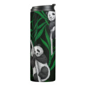 Panda-Sträucher auf dunkelgrüner Ebene Thermosbecher (Nach links gedreht)