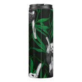 Panda-Sträucher auf dunkelgrüner Ebene Thermosbecher (Rückseite)