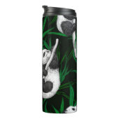 Panda-Sträucher auf dunkelgrüner Ebene Thermosbecher (Nach rechts gedreht)