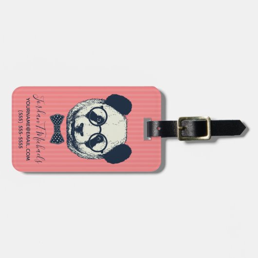 Panda-Streifen | addieren Ihren Namen Gepäckanhänger (Vorderseite horizontal)