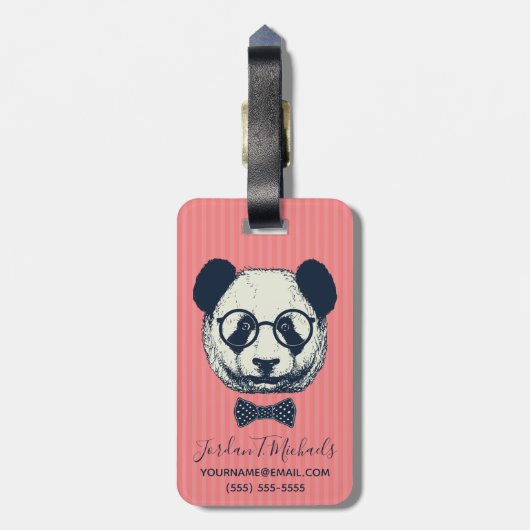 Panda-Streifen | addieren Ihren Namen Gepäckanhänger (Rückseite vertikal)